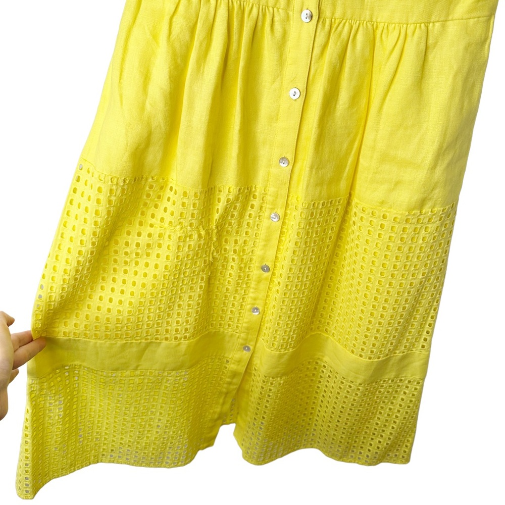 Belle Badgley Mischka Dailey Eyelet Linen Shirt Dress in Yellow
Size 4 - Picture 5 of 10
